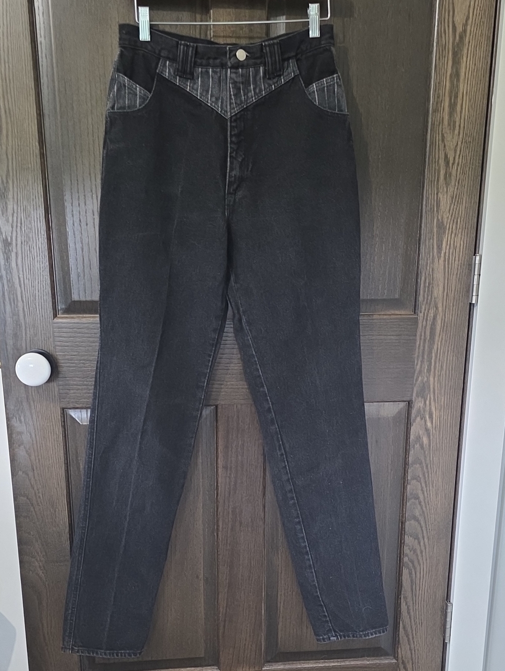 Wrangler Vintage SilverLake Black Denim Jeans with Pin Stripe Accents